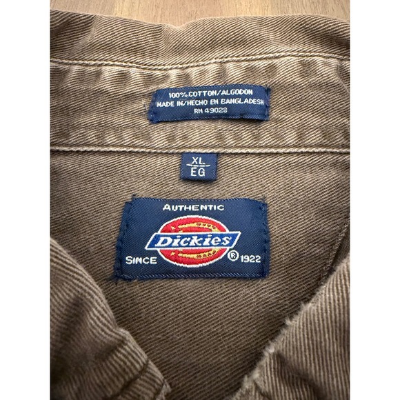 Dickies Long Sleeve Work Shirt Button Up Mens XL Brown Cotton Twill Workwear - Picture 7 of 7